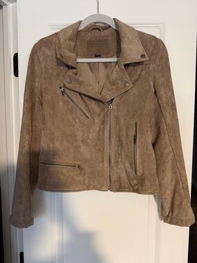 BLANKNYC Taupe Faux Suede Moto Jacket